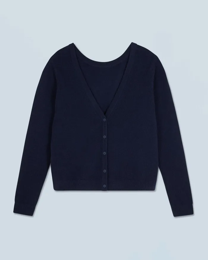 Women Cashmere Sweaters From Future Crewneck Backless Buttoned Sweater Navy