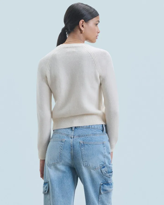 Women Cashmere Sweaters From Future Crewneck Raglan Sweater White