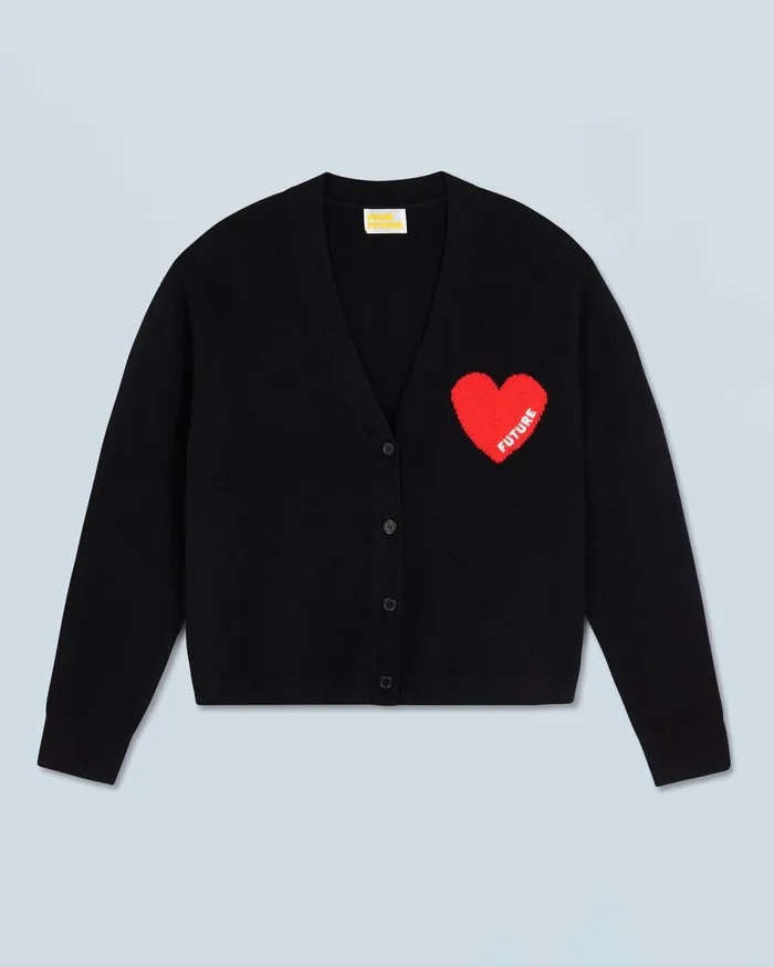 Women Cashmere Sweaters From Future Light Heart Cardigan Sweater Black