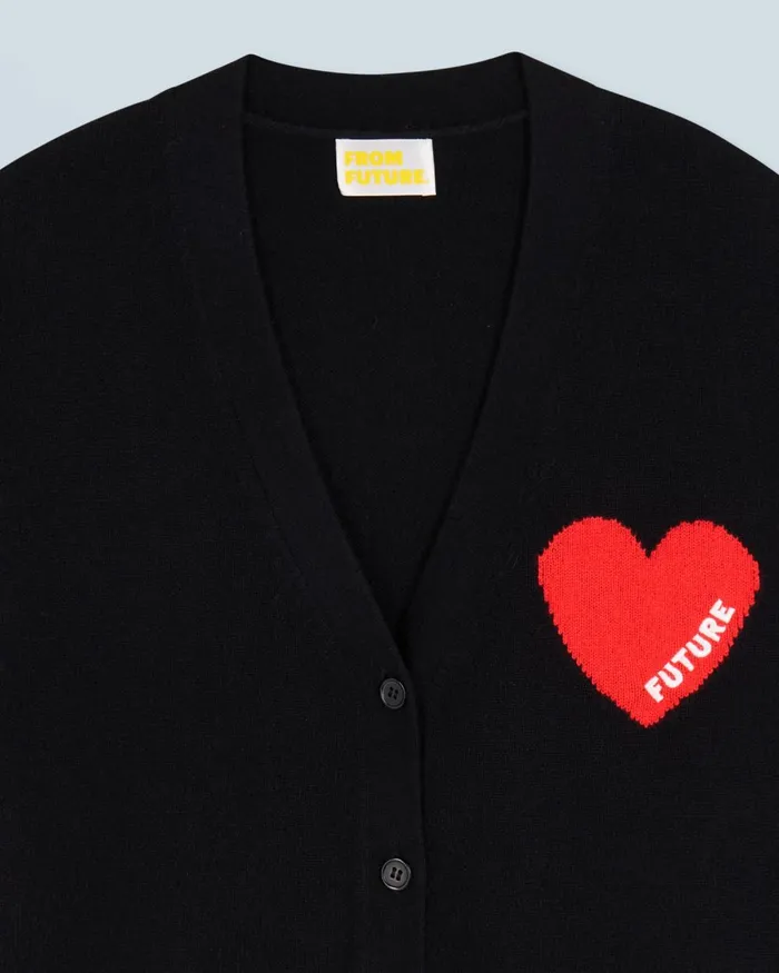 Women Cashmere Sweaters From Future Light Heart Cardigan Sweater Black