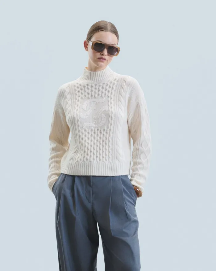Women Cashmere Sweaters From Future Mock Neck Sweater White