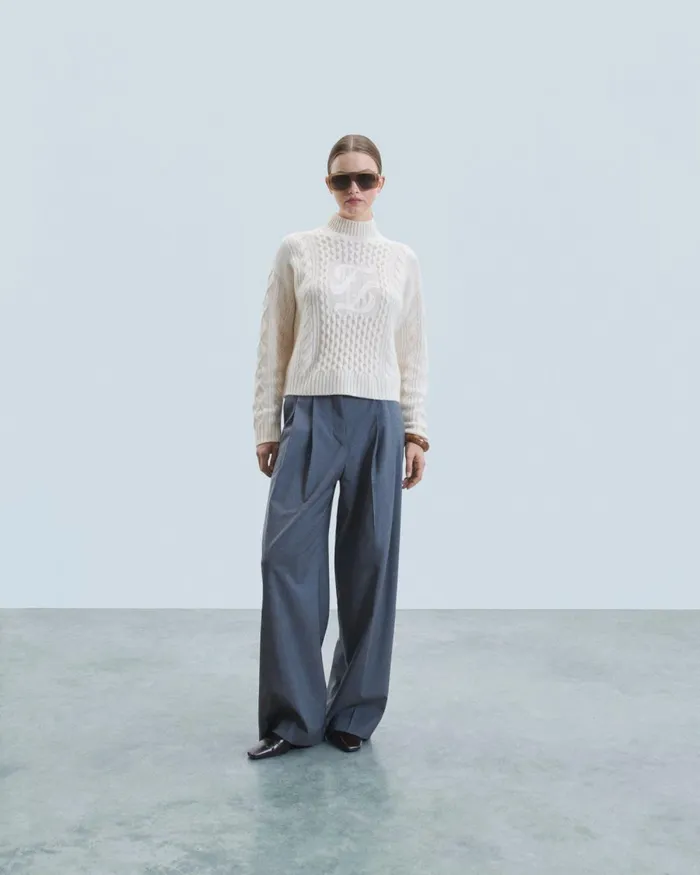 Women Cashmere Sweaters From Future Mock Neck Sweater White