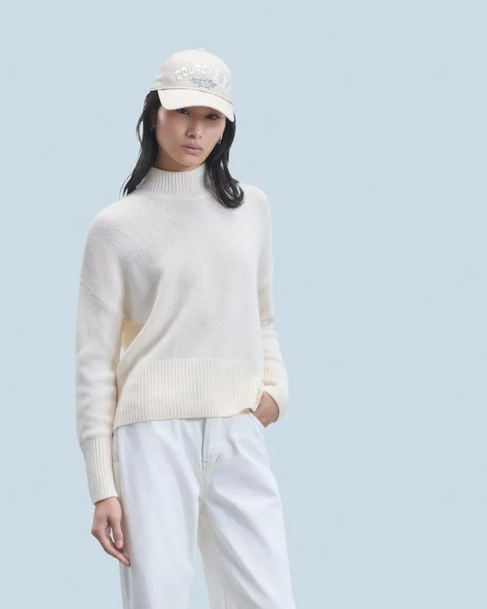 Women Cashmere Sweaters From Future Oversized Mock Neck Sweater White