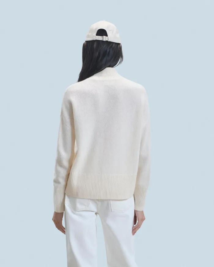 Women Cashmere Sweaters From Future Oversized Mock Neck Sweater White
