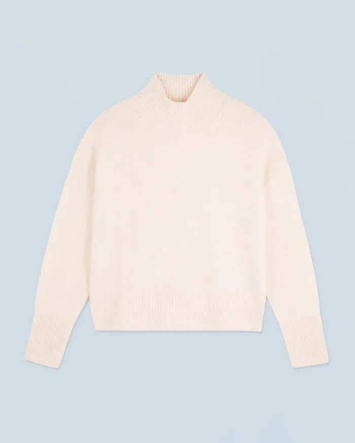 Women Cashmere Sweaters From Future Oversized Mock Neck Sweater White