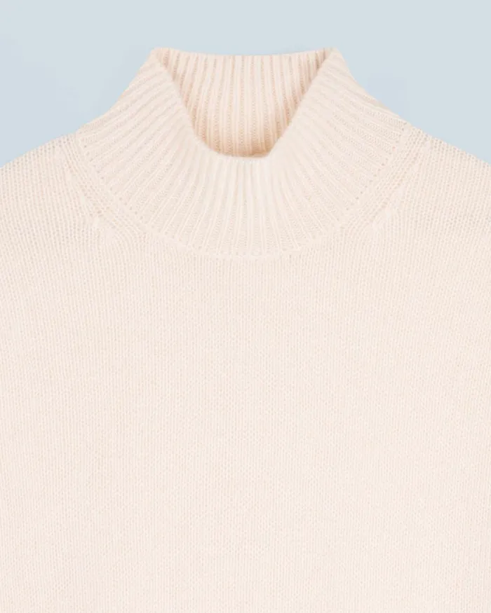 Women Cashmere Sweaters From Future Oversized Mock Neck Sweater White