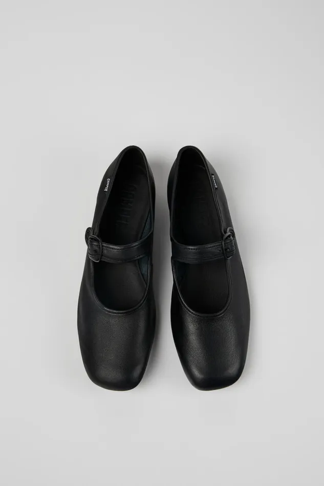 Women Casi Myra Black Leather Shoe Camper Ballerinas Women Casi Myra Black Leather Shoe Camper Ballerinas