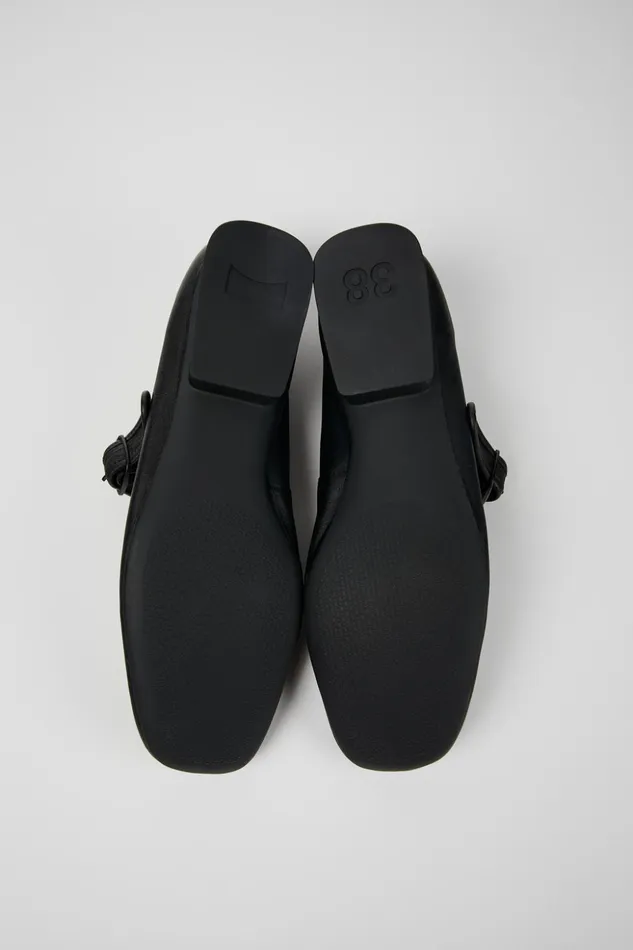Women Casi Myra Black Leather Shoe Camper Ballerinas Women Casi Myra Black Leather Shoe Camper Ballerinas