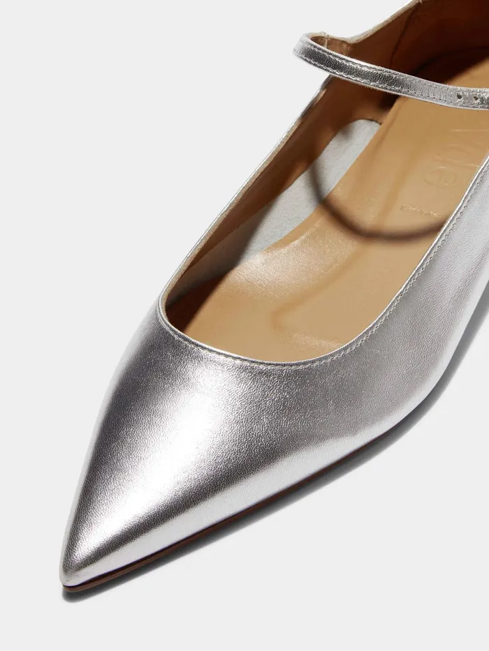 Women Cleo Metallic Leather MaryJane Ballet Flats Aeyde Flats