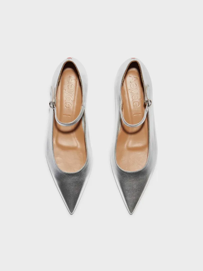 Women Cleo Metallic Leather MaryJane Ballet Flats Aeyde Flats