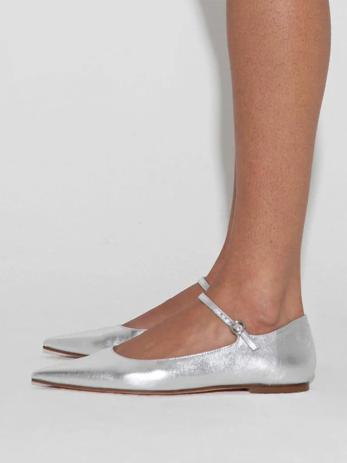 Women Cleo Metallic Leather MaryJane Ballet Flats Aeyde Flats