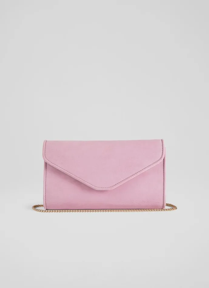 Women Clutch Bags LKBennett Dominica Lilac Suede Clutch Bag