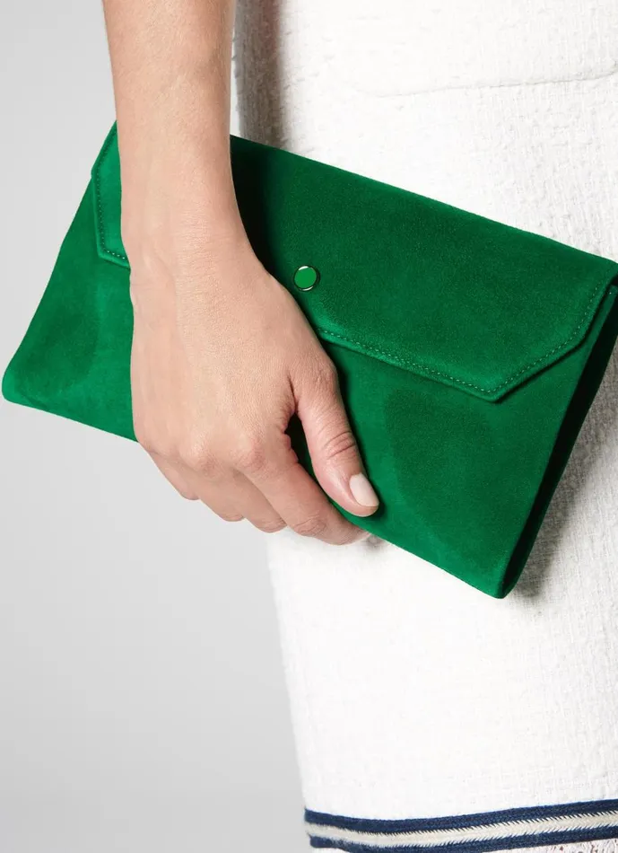 Women Clutch Bags LKBennett Dora Green Suede Envelope Clutch Women Clutch Bags LKBennett Dora Green Suede Envelope Clutch
