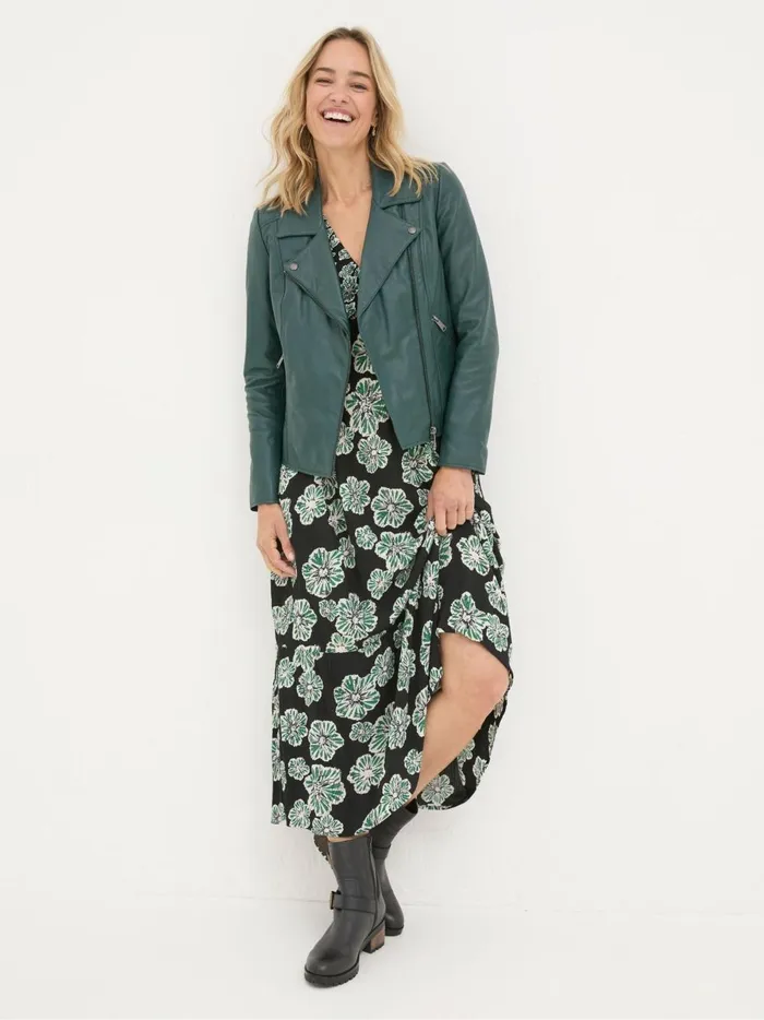 Women Coats and Jackets Fat Face Bethany Green Quilted Biker Jacket