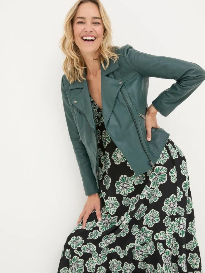 Women Coats and Jackets Fat Face Bethany Green Quilted Biker Jacket