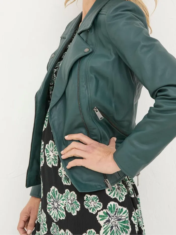 Women Coats and Jackets Fat Face Bethany Green Quilted Biker Jacket