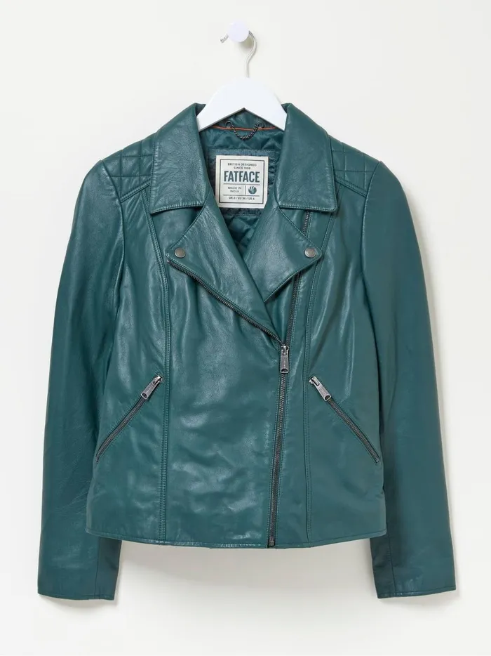 Women Coats and Jackets Fat Face Bethany Green Quilted Biker Jacket