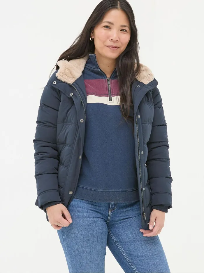 Women Coats and Jackets Fat Face Lara Navy Lara Puffer Coat