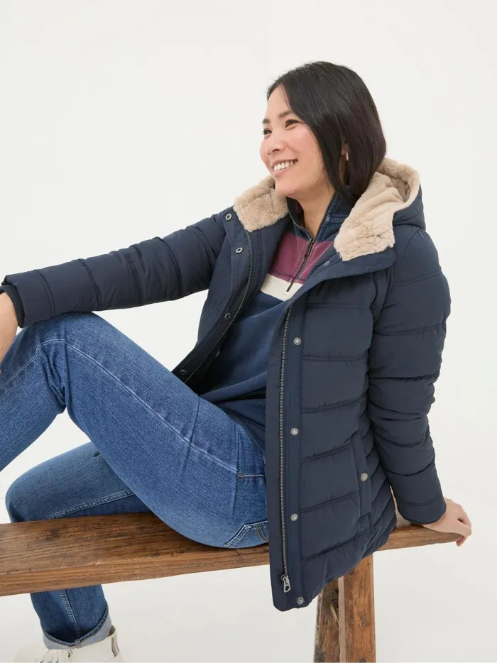 Women Coats and Jackets Fat Face Lara Navy Lara Puffer Coat