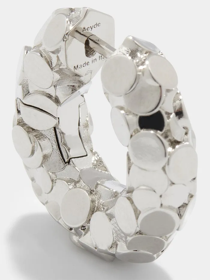 Women Cooper Medium PalladiumPlated Hoop Earrings Aeyde Earrings