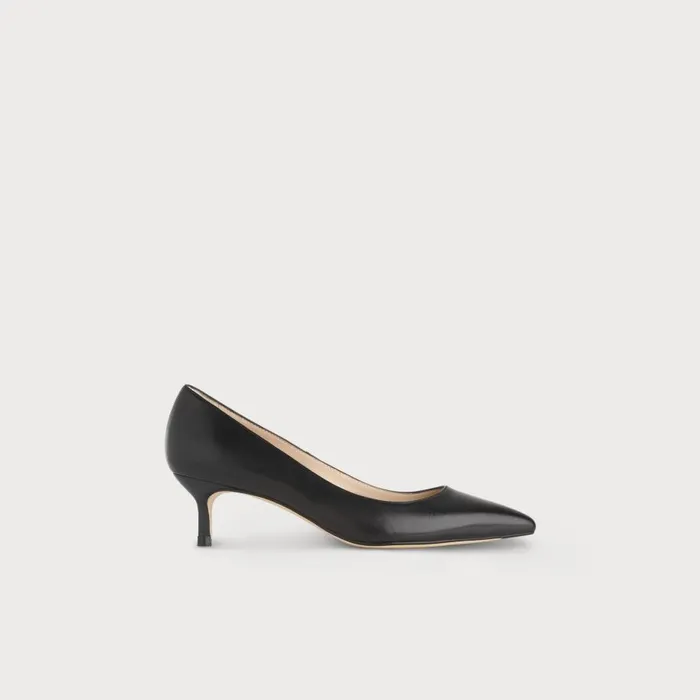Women Court Shoes LKBennett Audrey Black Leather Kitten Heel Courts Black