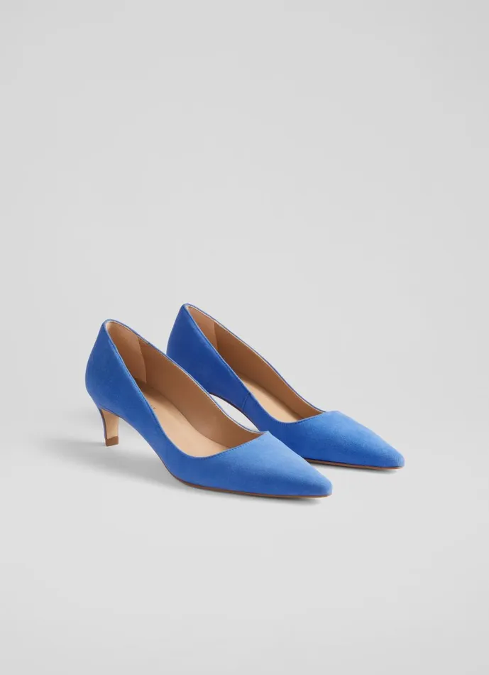 Women Court Shoes LKBennett Ava Blue Suede Kitten Heel Courts Blue Women Court Shoes LKBennett Ava Blue Suede Kitten Heel Courts Blue