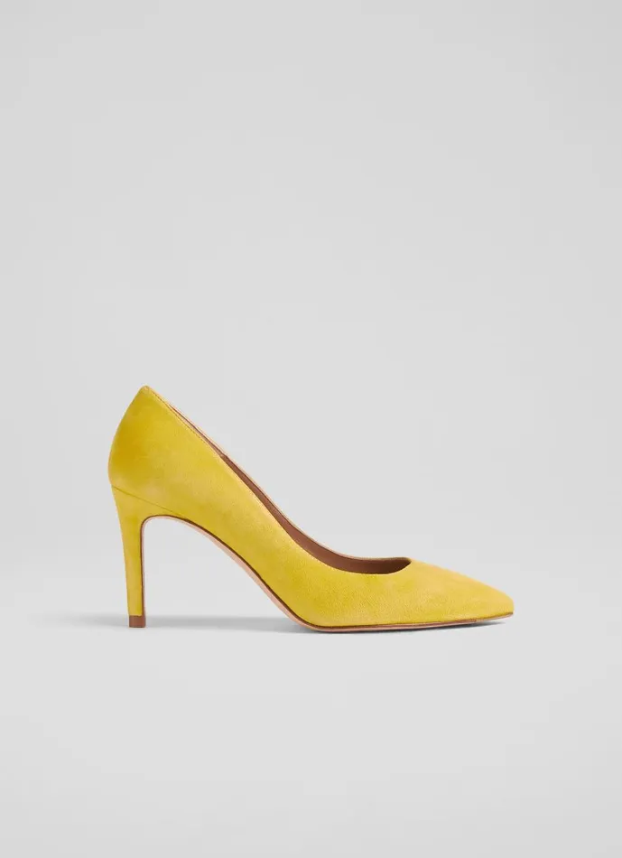 Women Court Shoes LKBennett Floret Yellow Suede Pointed Toe Courts Yellow