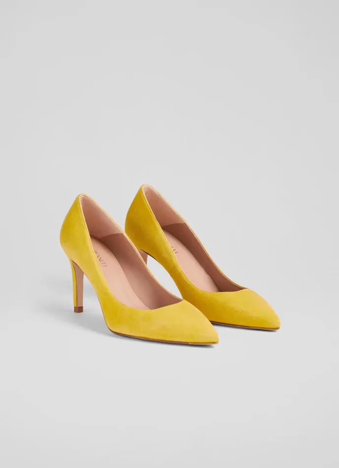 Women Court Shoes LKBennett Floret Yellow Suede Pointed Toe Courts Yellow Women Court Shoes LKBennett Floret Yellow Suede Pointed Toe Courts Yellow