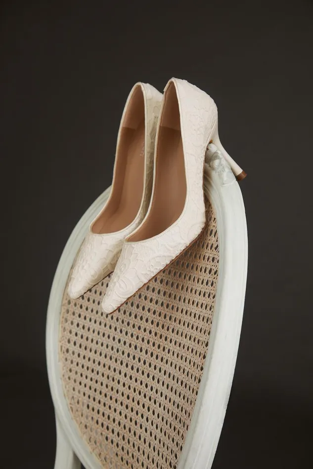 Women Court Shoes LKBennett Leilani Cream Lace Wedding Shoes Cream