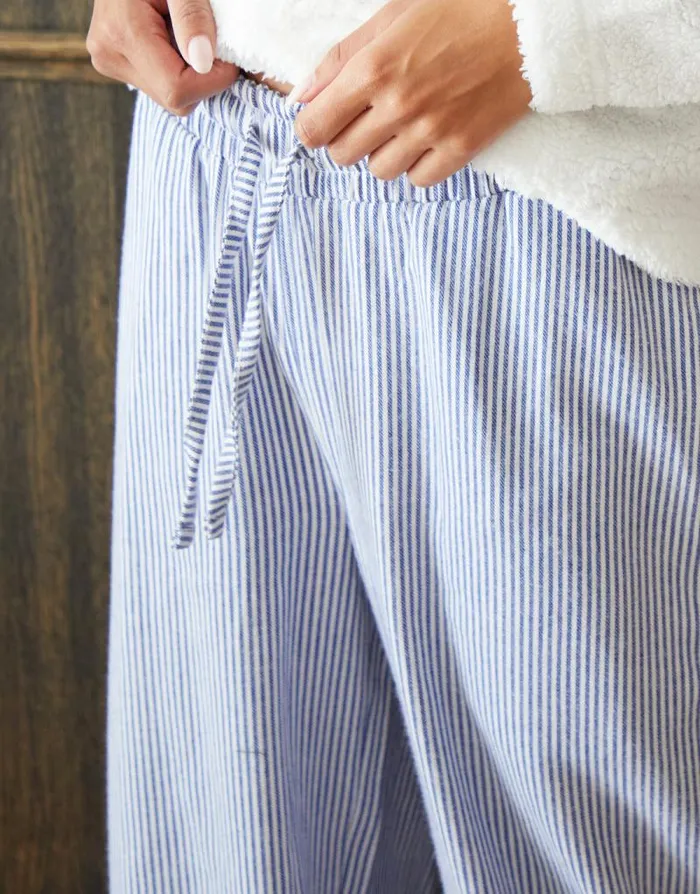 Women Cream and Blue Stripe Borg Loungewear Set 2Piece Set Threadbare Pyjamas Women Cream and Blue Stripe Borg Loungewear Set 2Piece Set Threadbare Pyjamas