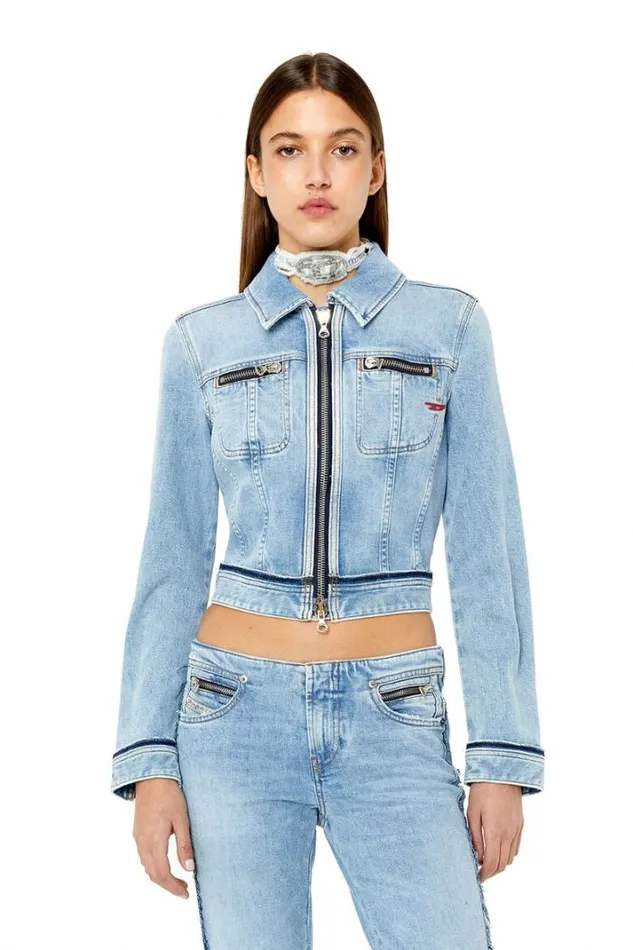 Women DeSlimmyRe Light Blue Diesel Outerwear And Jackets Women DeSlimmyRe Light Blue Diesel Outerwear And Jackets