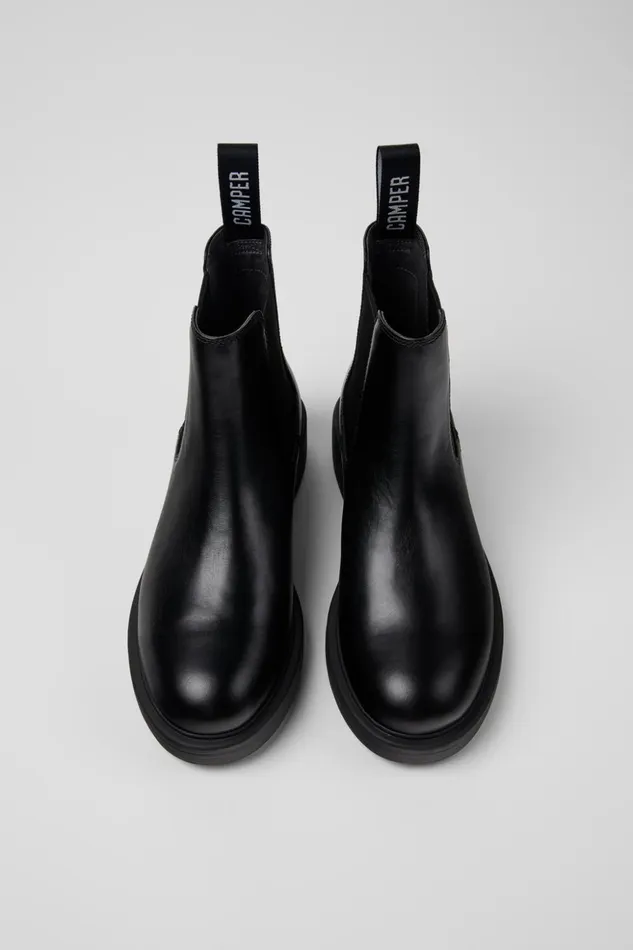 Women Dean Black Leather Ankle Boots Camper Ankle Boots Women Dean Black Leather Ankle Boots Camper Ankle Boots