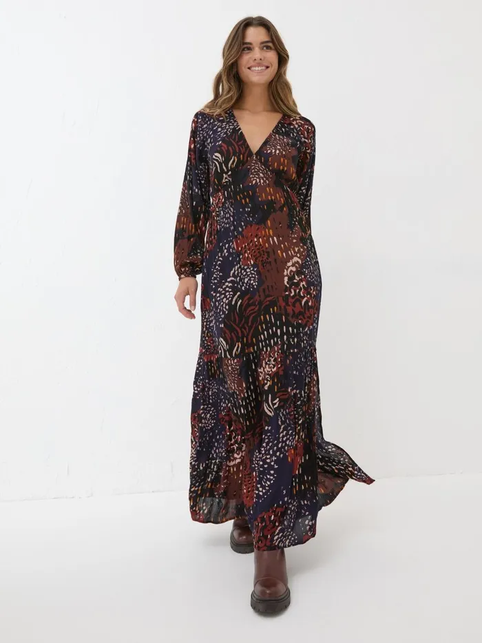 Women Dresses Fat Face BlackWhite Noelle Animal Print Maxi Dress