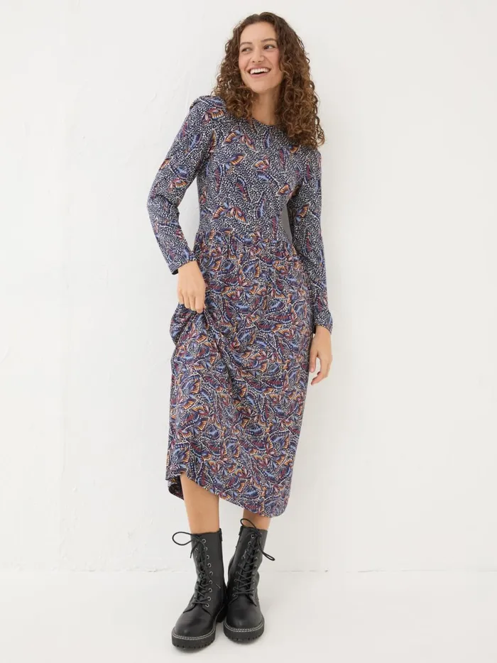Women Dresses Fat Face Fia Dark Navy Batik Dress