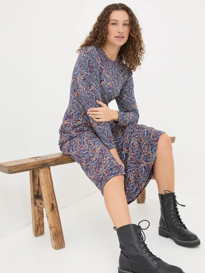 Women Dresses Fat Face Fia Dark Navy Batik Dress Women Dresses Fat Face Fia Dark Navy Batik Dress