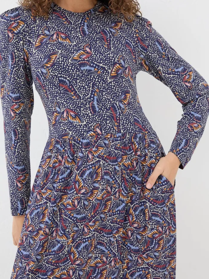 Women Dresses Fat Face Fia Dark Navy Batik Dress Women Dresses Fat Face Fia Dark Navy Batik Dress
