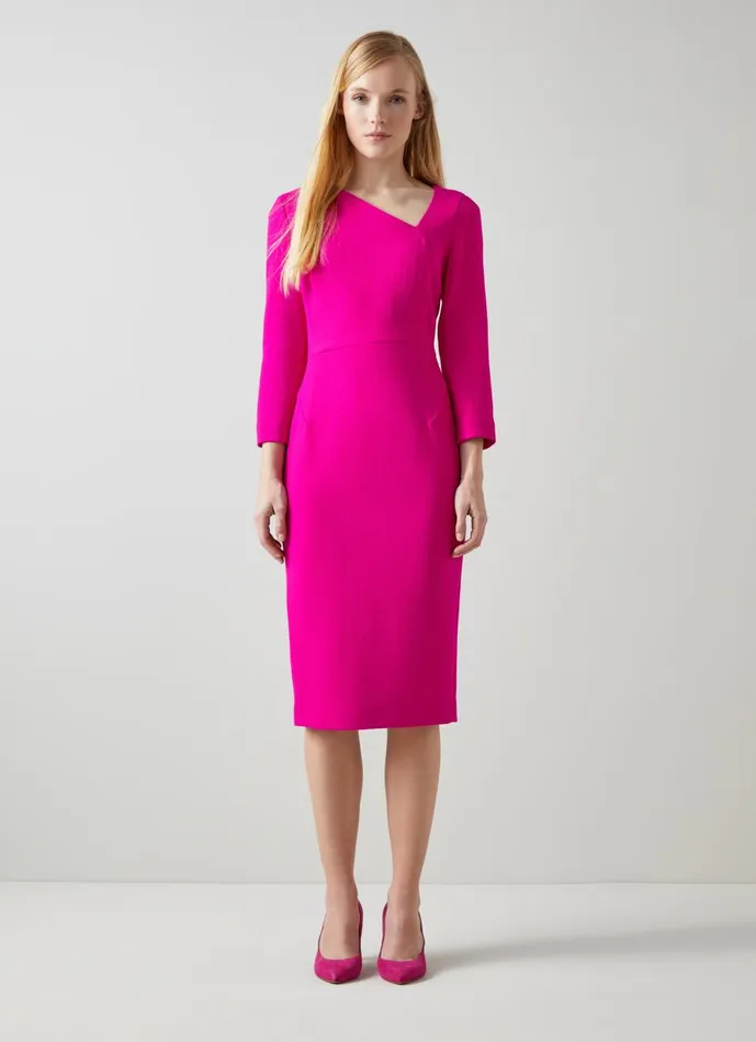 Women Dresses LKBennett Alexis Pink Wool Crepe Shift Dress Orchid Women Dresses LKBennett Alexis Pink Wool Crepe Shift Dress Orchid