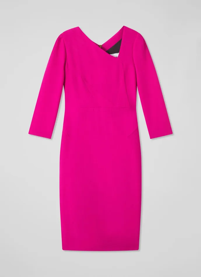 Women Dresses LKBennett Alexis Pink Wool Crepe Shift Dress Orchid Women Dresses LKBennett Alexis Pink Wool Crepe Shift Dress Orchid