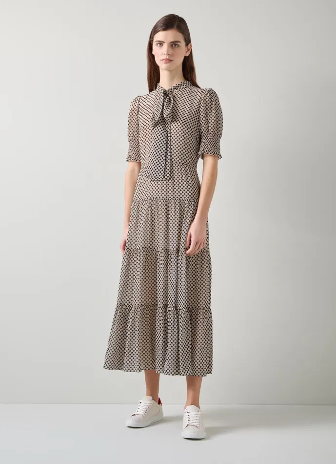 Women Dresses LKBennett Coco Ecru Polka Dot Dress Black Cream Women Dresses LKBennett Coco Ecru Polka Dot Dress Black Cream