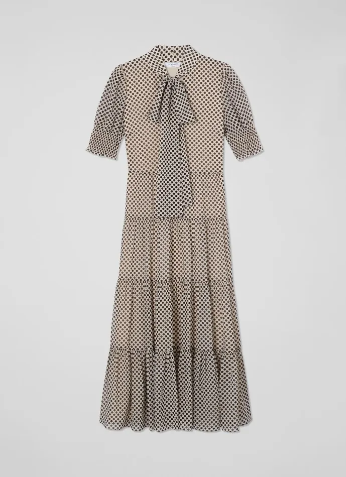 Women Dresses LKBennett Coco Ecru Polka Dot Dress Black Cream Women Dresses LKBennett Coco Ecru Polka Dot Dress Black Cream