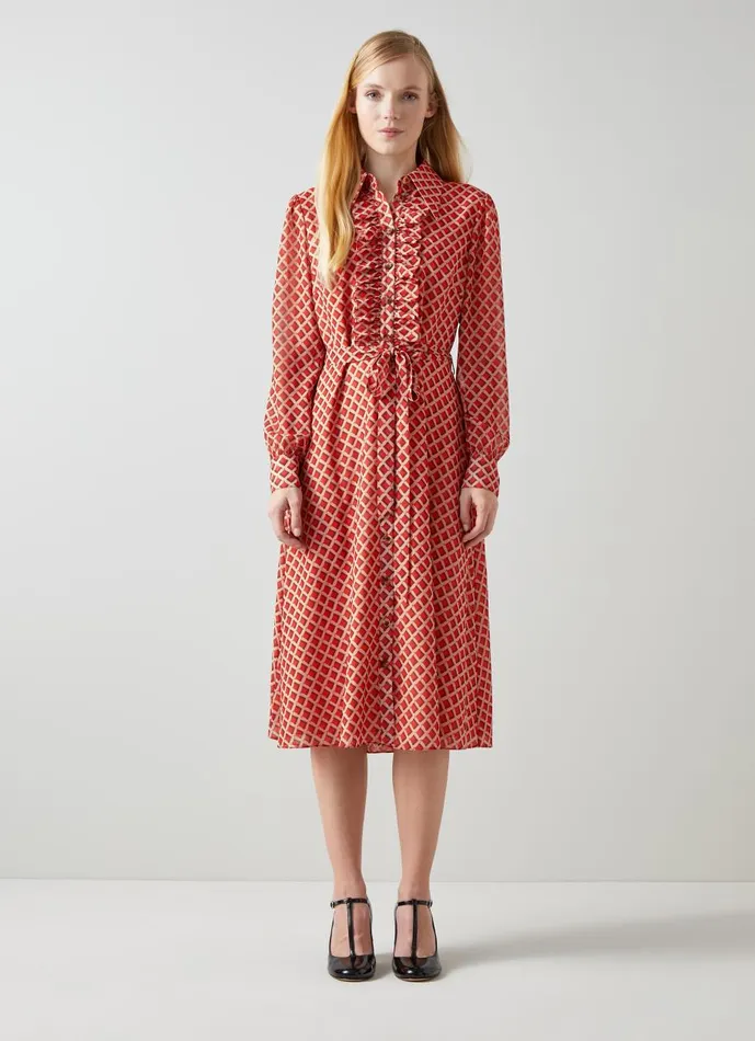 Women Dresses LKBennett Ensor Red Graphic Print Shirt Dress Multi Women Dresses LKBennett Ensor Red Graphic Print Shirt Dress Multi