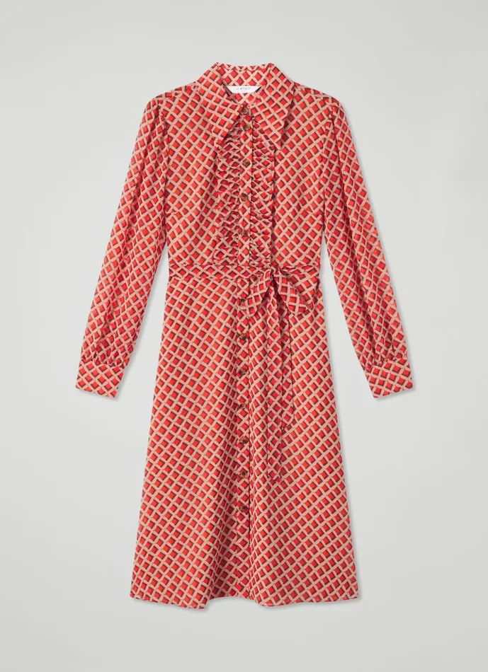 Women Dresses LKBennett Ensor Red Graphic Print Shirt Dress Multi Women Dresses LKBennett Ensor Red Graphic Print Shirt Dress Multi