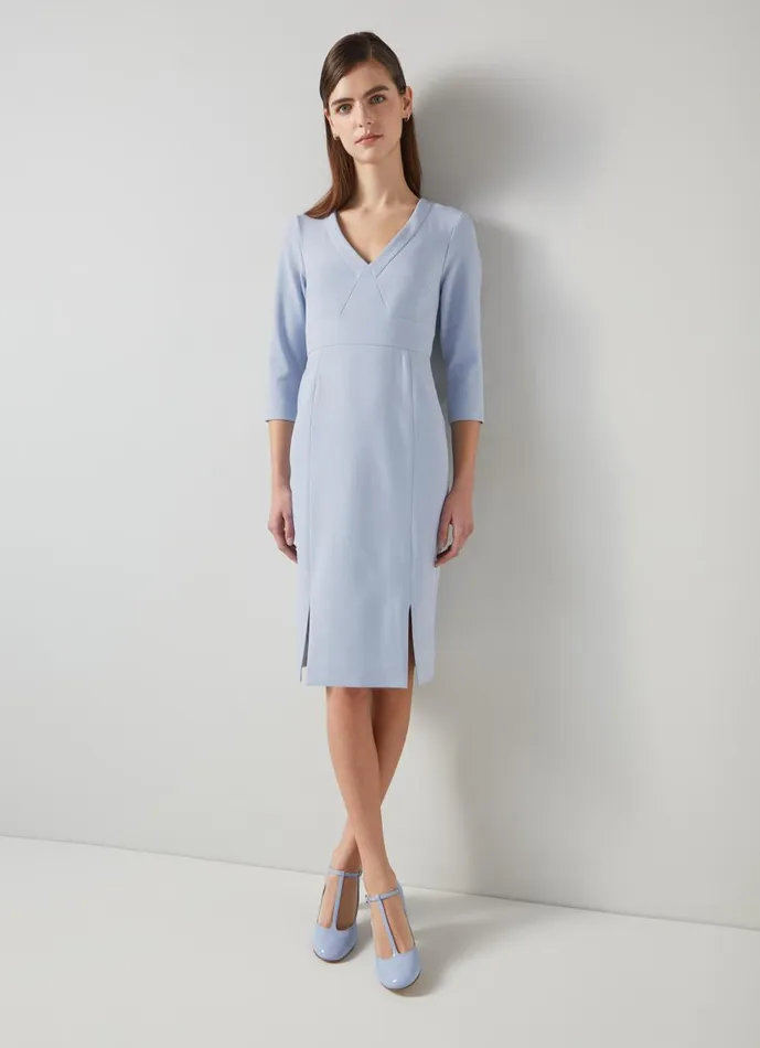 Women Dresses LKBennett Sky Blue Crepe Dress With Lenzing Ecovero Viscose Light Blue