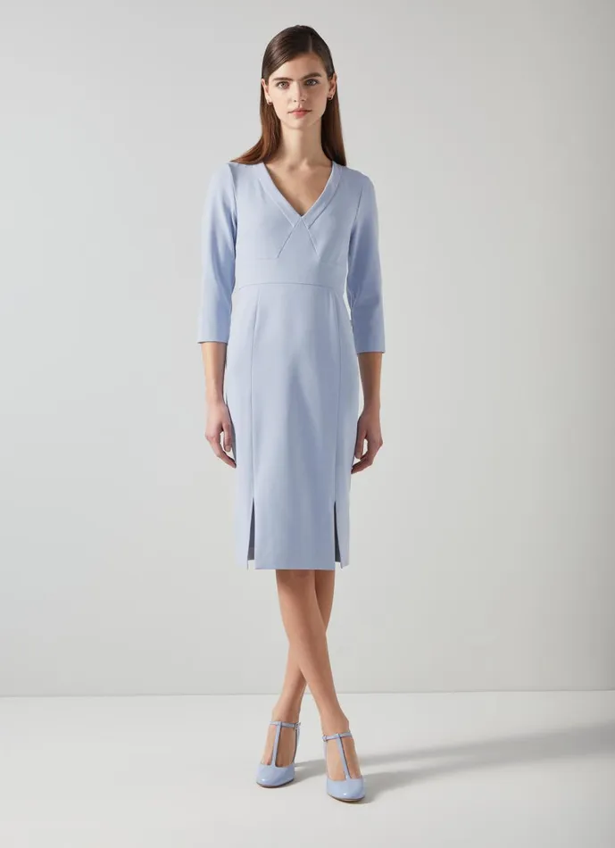 Women Dresses LKBennett Sky Blue Crepe Dress With Lenzing Ecovero Viscose Light Blue