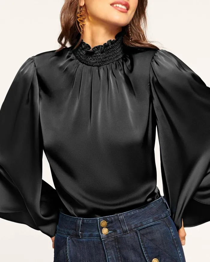 Women Ella Mock Neck Top Black Ramy Brook Tops Women Ella Mock Neck Top Black Ramy Brook Tops
