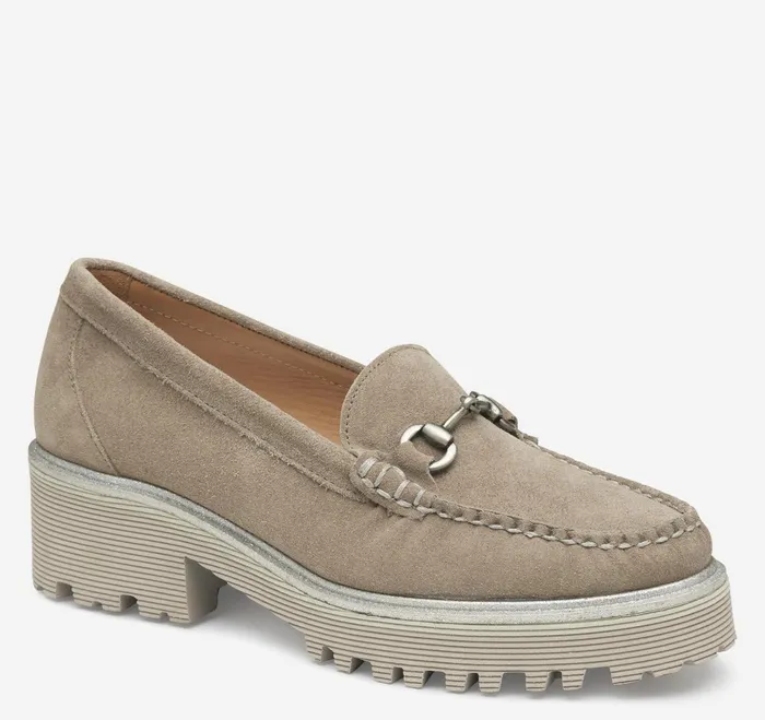 Women Emmalynn Bit Loafer Taupe Suede JohnstonandMurphy Mules and Loafers