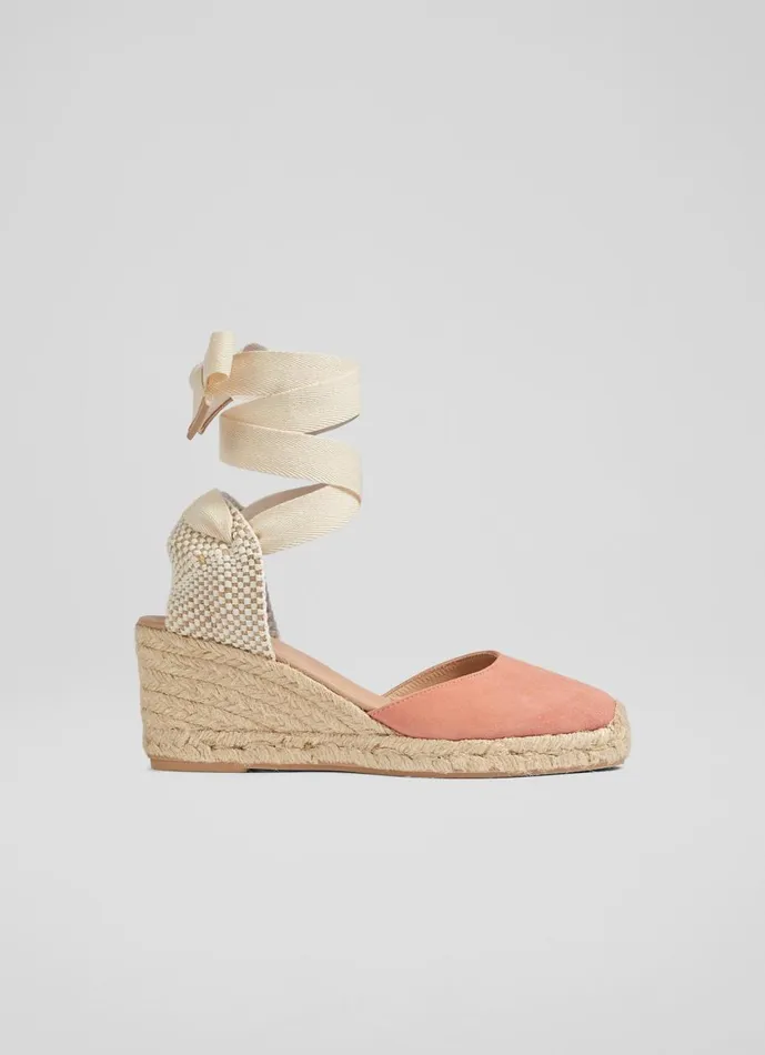 Women Espadrilles LKBennett Maureen Clay Suede Espadrilles Pink