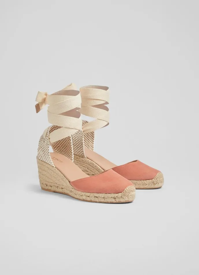 Women Espadrilles LKBennett Maureen Clay Suede Espadrilles Pink Women Espadrilles LKBennett Maureen Clay Suede Espadrilles Pink