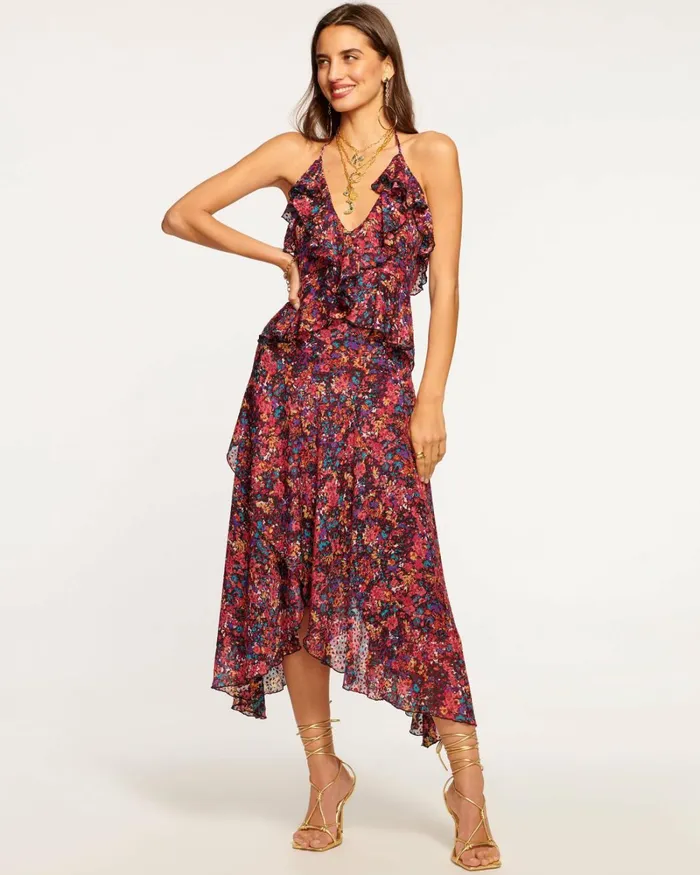 Women Everlee Ruffle VNeck Midi Dress French Floral Ramy Brook Dresses Women Everlee Ruffle VNeck Midi Dress French Floral Ramy Brook Dresses