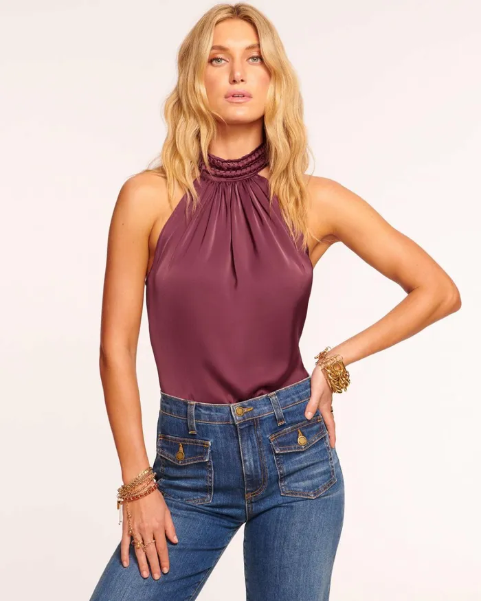 Women Everleigh High Neck Tank Top Navy Ramy Brook Tops